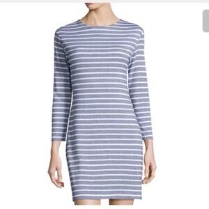 Sail To Sable Blue&White Stripe Long Sleeve Shift Dress Sz.M